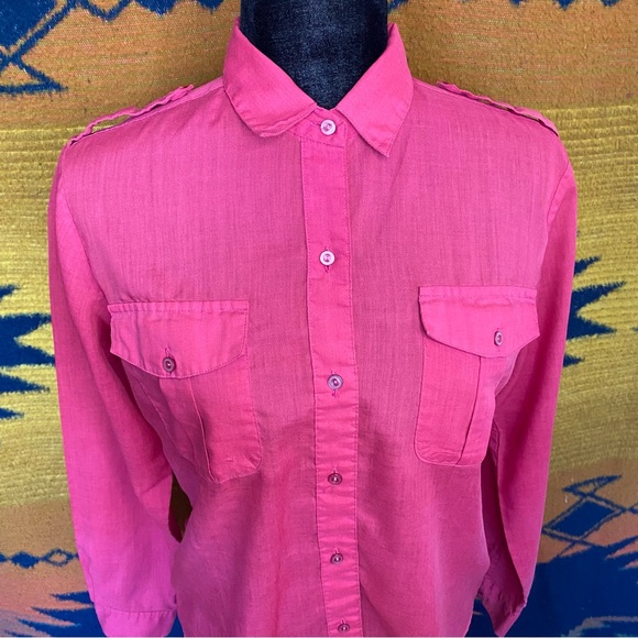Vintage Cherry Stix ltd Pink Button down Polycotton Top. 1960’s. Large. Pockets. - Picture 2 of 16